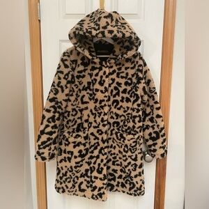 Madden NYC Leopard Print Faux Fur Coat